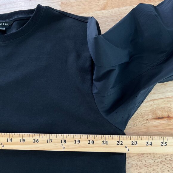 Athleta Harlow Long-Sleeve Hybrid Top Womens Large Black Breathable Pullover - Picture 9 of 10